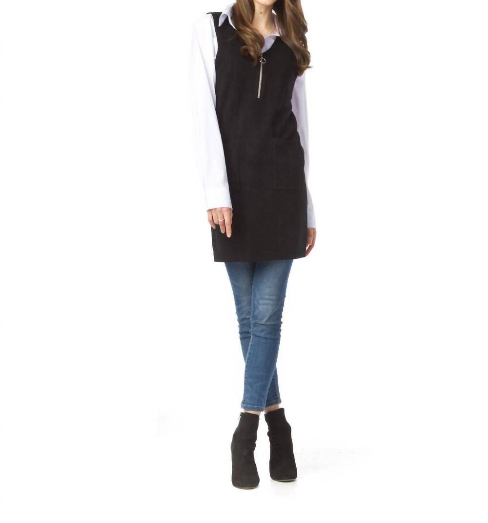 NEW PAPILLON knit pullover vest with pockets in black
